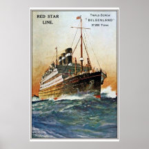 Vintage Red Star Line Belgenland Posters