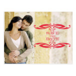 Vintage Red Swirl Save the Date Photo Card Post Cards