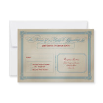 Vintage Red White & Blue DIY Wedding RSVP