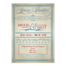 Vintage Red White & Blue Wedding Evening-Only Personalized Announcements