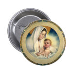 Vintage Relgious Christmas, Madonna and Child Pinback Button