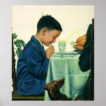 Vintage Religion, Child Saying Grace,Thanksgiving Posters