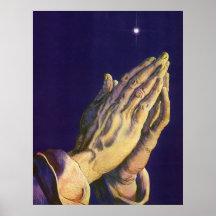 Vintage Religion, Hands Praying Towards Heaven Print
