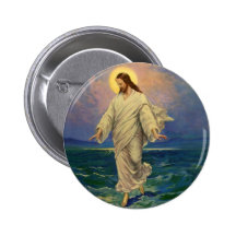 Vintage Religion, Jesus Walking on Water Portrait Pin