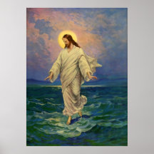 Vintage Religion, Jesus Walking on Water Portrait Posters