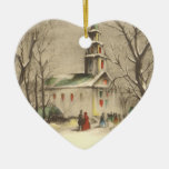 Vintage Religious Christmas, Church, Snow, Winter Christmas Ornaments
