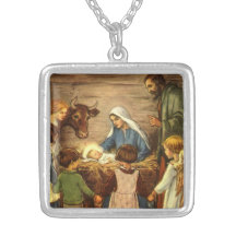 Vintage Religious Christmas, Nativity, Baby Jesus Personalized Necklace