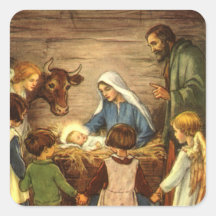 Vintage Religious Christmas, Nativity, Baby Jesus Sticker