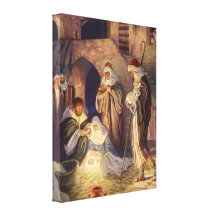 Vintage Religious Christmas, Nativity Magi Wisemen Gallery Wrapped Canvas