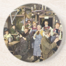 Vintage Restaurant Bar People Celebrating Party Coaster