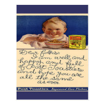 Vintage Retro Baby Ad Label Fun Postcard