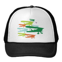 Vintage Retro BiPlane Lonely Sparrow Airplane Desi Hats