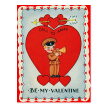 Vintage Retro Bugler Valentine Card Postcards