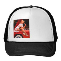 Vintage Retro Gil Elvgren Car Mechanic Pinup Girl Trucker Hats