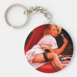 Vintage Retro Gil Elvgren Car Mechanic Pinup Girl Key Chain
