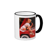 Vintage Retro Gil Elvgren Car Mechanic Pinup Girl Coffee Mug