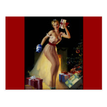 Vintage Retro Gil Elvgren Christmas Eve Pinup girl Postcard