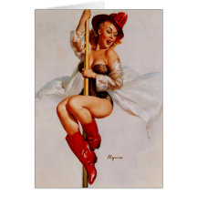 Vintage Retro Gil Elvgren Firefighter Pin Up Girl Greeting Card