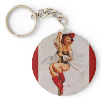 Vintage Retro Gil Elvgren Firefighter Pin Up Girl Keychains