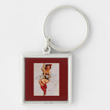 Vintage Retro Gil Elvgren Firefighter Pin Up Girl Keychain