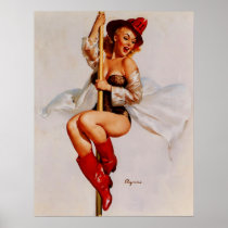 Vintage Retro Gil Elvgren Firefighter Pin Up Girl Poster
