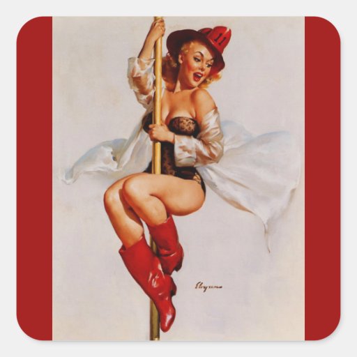 Vintage Retro Gil Elvgren Firefighter Pin Up Girl Stickers