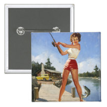 Vintage Retro Gil Elvgren Fishing Pinup Girl