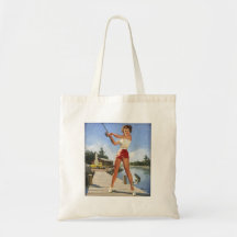 Vintage Retro Gil Elvgren Fishing Pinup Girl Bags