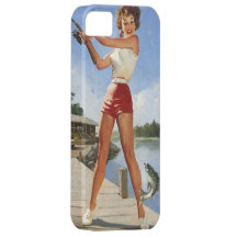 Vintage Retro Gil Elvgren Fishing Pinup Girl iPhone 5 Cases