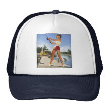 Vintage Retro Gil Elvgren Fishing Pinup Girl Mesh Hats