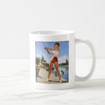 Vintage Retro Gil Elvgren Fishing Pinup Girl Mug