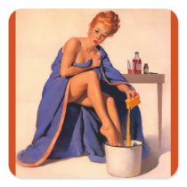 Vintage Retro Gil Elvgren Foot Spa Pin Up Girl Sticker