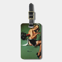 Vintage Retro Gil Elvgren French Maid Pinup Girl Travel Bag Tag
