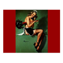 Vintage Retro Gil Elvgren French Maid Pinup Girl Postcards