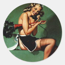 Vintage Retro Gil Elvgren French Maid Pinup Girl Stickers