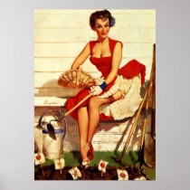 Vintage Retro Gil Elvgren Gardening Pin Up Girl Posters