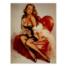 Vintage Retro Gil Elvgren Glamour Pose Pin Up Girl Post Card