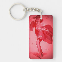Vintage Retro Gil Elvgren Graduate Pink Pinup Girl Acrylic Key Chains