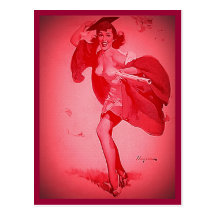Vintage Retro Gil Elvgren Graduate Pink Pinup Girl Postcard