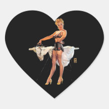 Vintage Retro Gil Elvgren Ironing Pinup Girl Heart Stickers