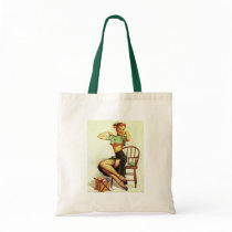 Vintage retro Gil Elvgren Knitting Pin Up Girl Bag