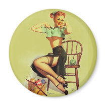 Vintage retro Gil Elvgren Knitting Pin Up Girl Refrigerator Magnets