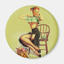 Vintage retro Gil Elvgren Knitting Pin Up Girl Refrigerator Magnets