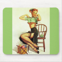 Vintage retro Gil Elvgren Knitting Pin Up Girl Mousepad