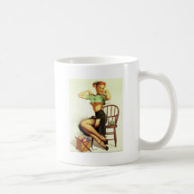 Vintage retro Gil Elvgren Knitting Pin Up Girl Mug