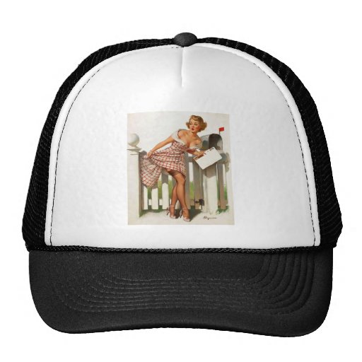 Vintage Retro Gil Elvgren Mail Box Pinup Girl Hat