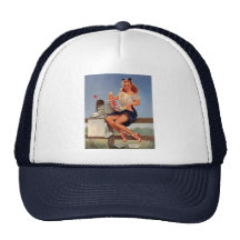 Vintage Retro Gil Elvgren Mail Box Pinup Girl Hat