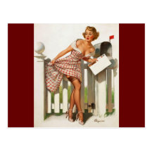 Vintage Retro Gil Elvgren Mail Box Pinup Girl Postcard