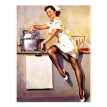 Vintage Retro Gil Elvgren Nurse Pin Up Girl Announcement