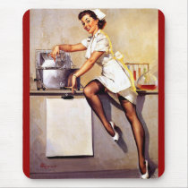 Vintage Retro Gil Elvgren Nurse Pin Up Girl Mousepads